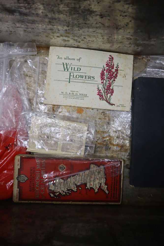 An RAF ensign flag, probably WWII and an Air Ministry metal trunk dated 1943